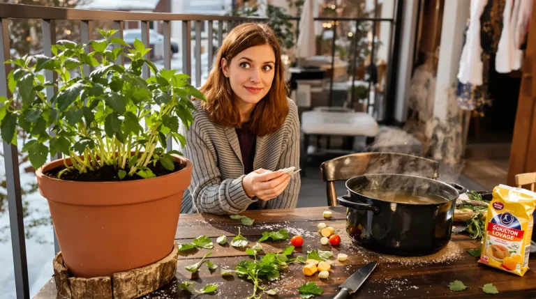 J’ai remplacé les cubes de bouillon par cette plante en pot, à semer précisément en ce moment J’ai remplacé les cubes de bouillon par cette plante en pot, à semer précisément en ce moment