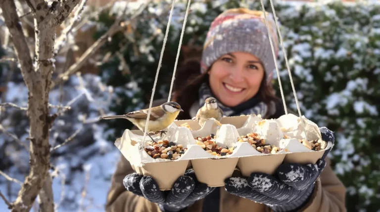 Ne jetez plus vos vieilles boîtes d’œufs, je les transforme au jardin pour attirer les oiseaux tout l’hiver