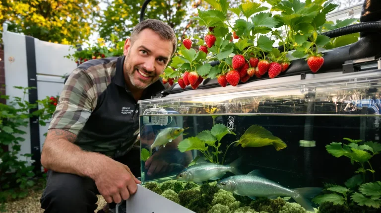 Cet ingénieur fait pousser des fraises et élever des truites dans son jardin, grâce à l’aquaponie Cet ingénieur fait pousser des fraises et élever des truites dans son jardin, grâce à l’aquaponie