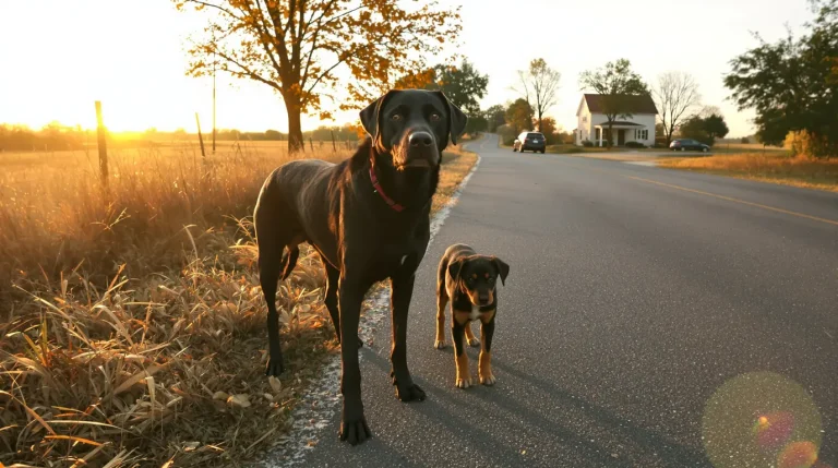 En voyant une chienne et ses 2 chiots au bord de la route, cette automobiliste fait aussitôt demi-tour