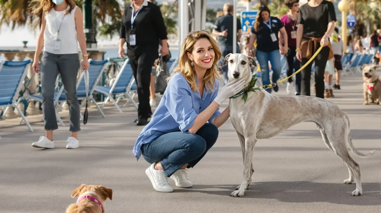 Maria Chiara de Bourbon des Deux-Siciles en promenade à Nice pour promouvoir le bien-être animal